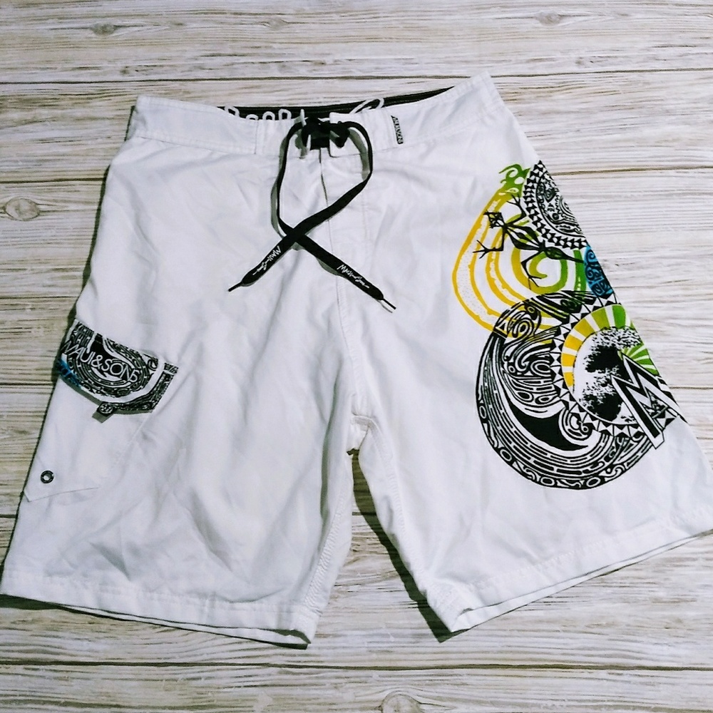 Maui & Sons Swim Wear Suit Board Pool Shorts Sz 32
